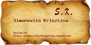 Simonovits Krisztina névjegykártya